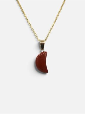 RED JASPER MOON NECKLACE (GOLD)